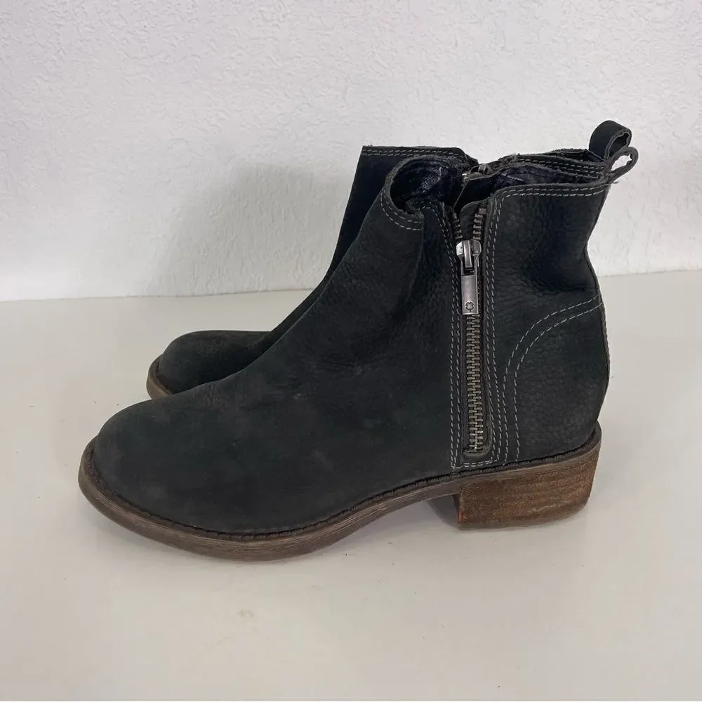 Lucky Brand Grey‎ Leather Suede Side Zipper Booties women’s 6.5
